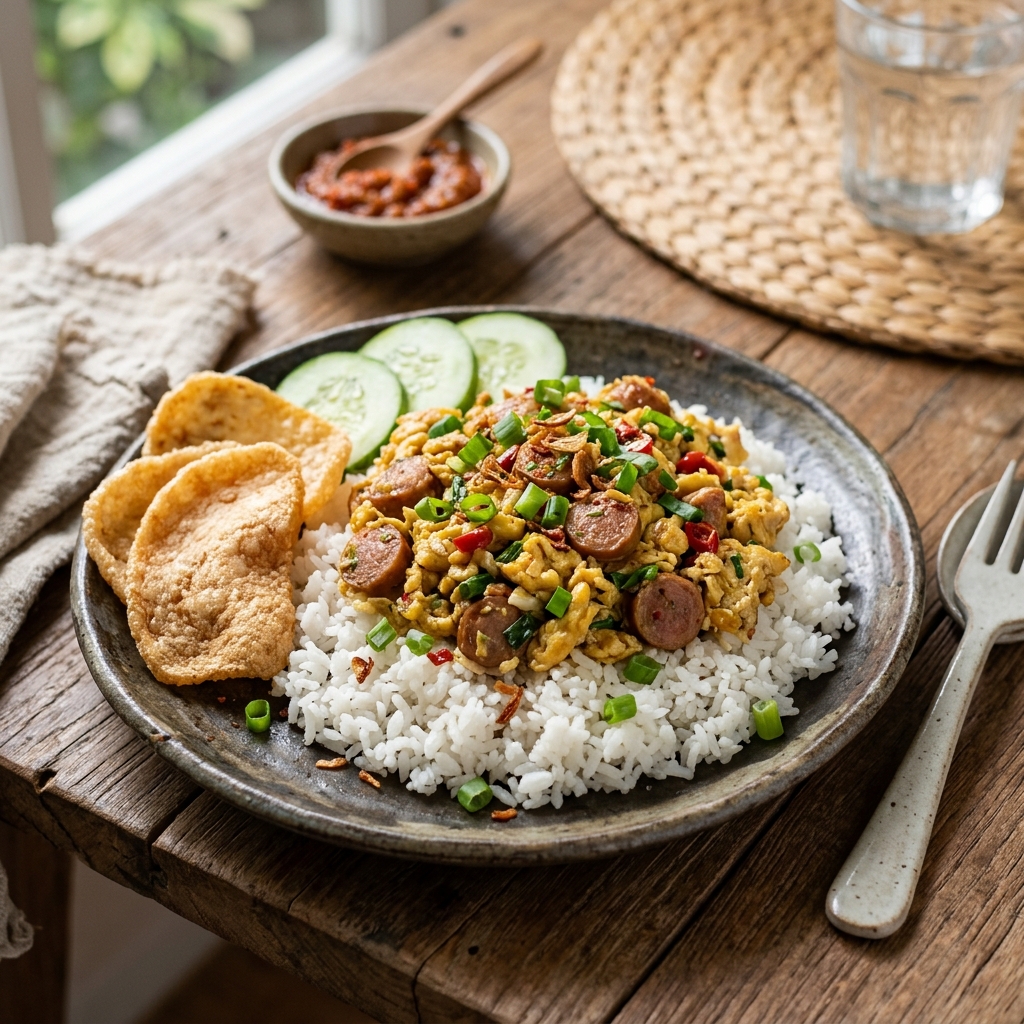 Nasi Telur Sosis Orak Arik
